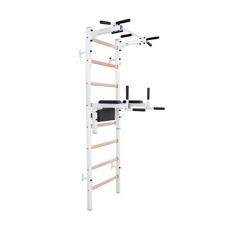 BenchK 221W Wall Bars with Fixed Steel Pull Up Bar aand Dip Bar Side View