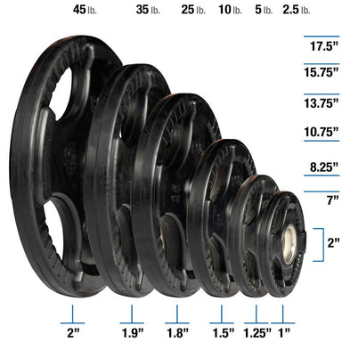 Body Solid Rubber Coated Plates with Size Chart