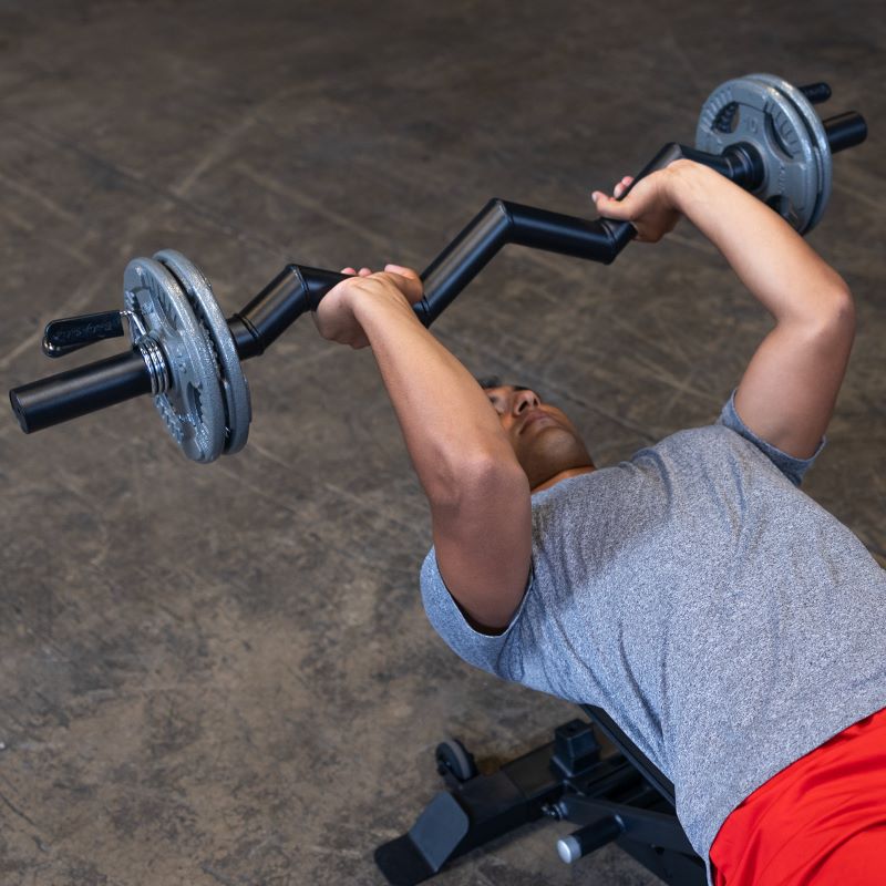 Body Solid Olympic Fat Curl Bar with Model