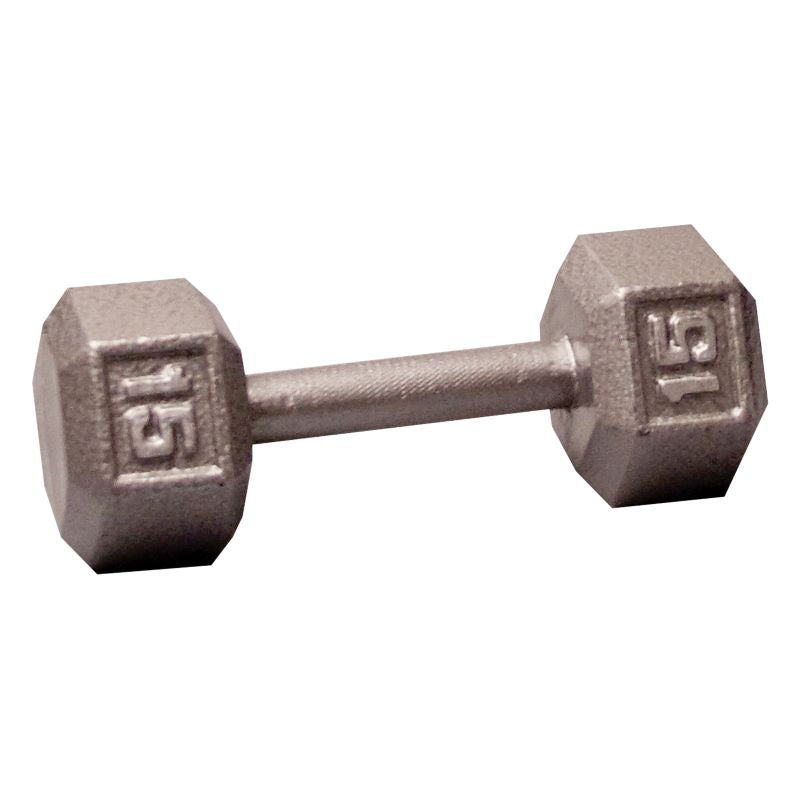 Cast Iron 15LB Dumbbell Front View