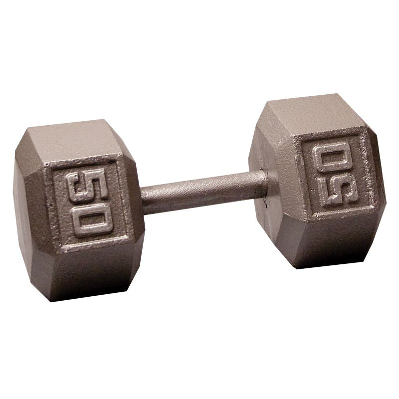 Cast Iron 50LB Dumbbell Front View