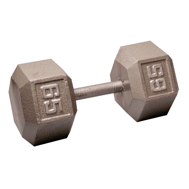 Cast Iron 65LB Dumbbell Front View