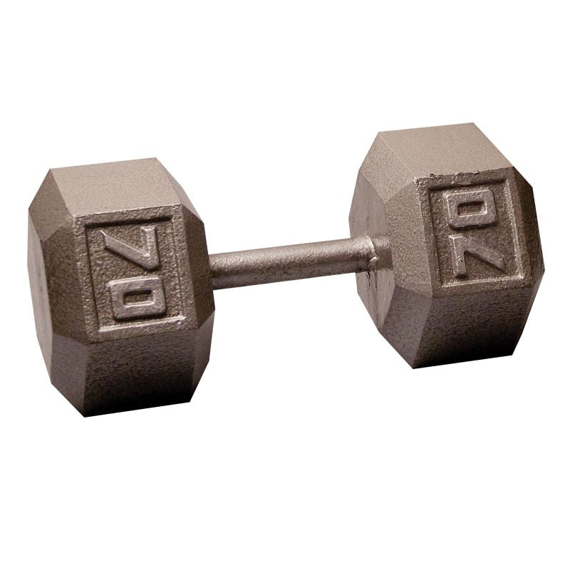 Cast Iron 70LB Dumbbell Front View