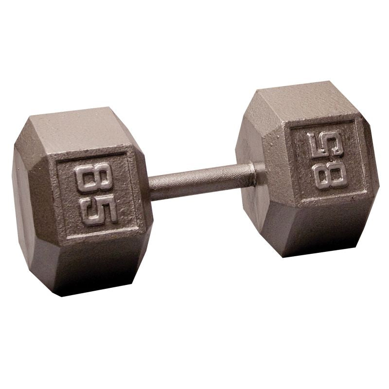 Cast Iron 85LB Dumbbell Front View