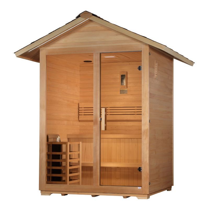 Golden Designs Arlberg 3 Person Traditional Outdoor Sauna Left View