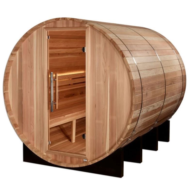 Golden Designs Klosters 6 Person Barrel Traditional Outdoor Sauna Side View