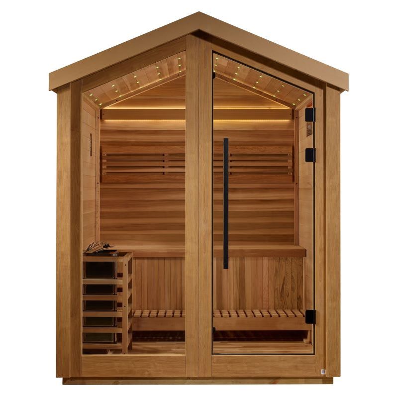 Golden Designs Savonlinna 3 Person Outdoor Traditional Sauna Front View