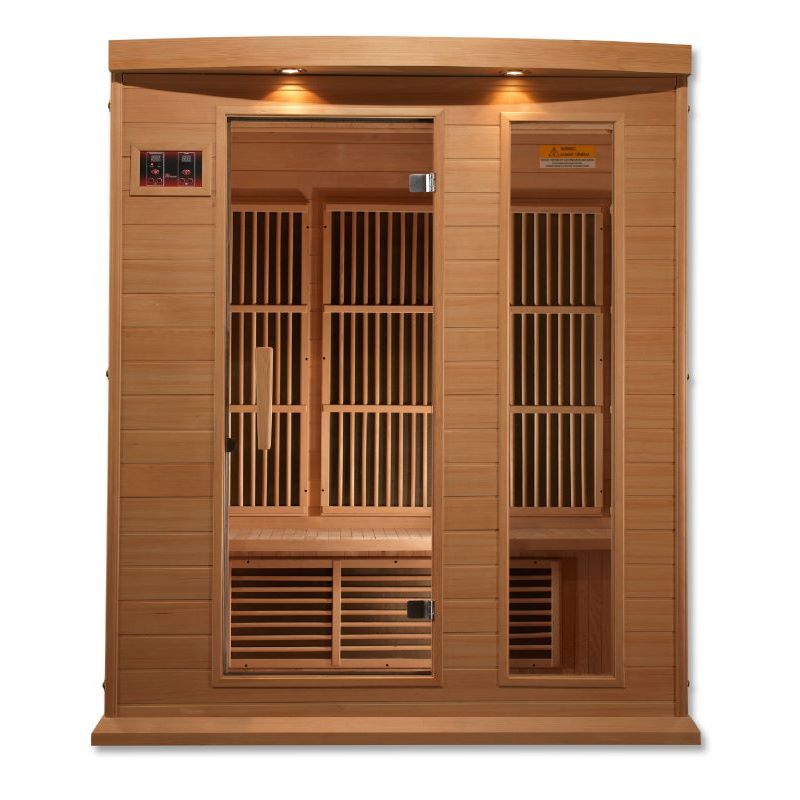 Maxxus 3 Person Low EMF Far Infrared Sauna in Hemlock Front View