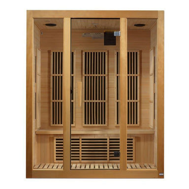 Maxxus Bellevue 3-Person Low EMF FAR Infrared Sauna in Oak Front View